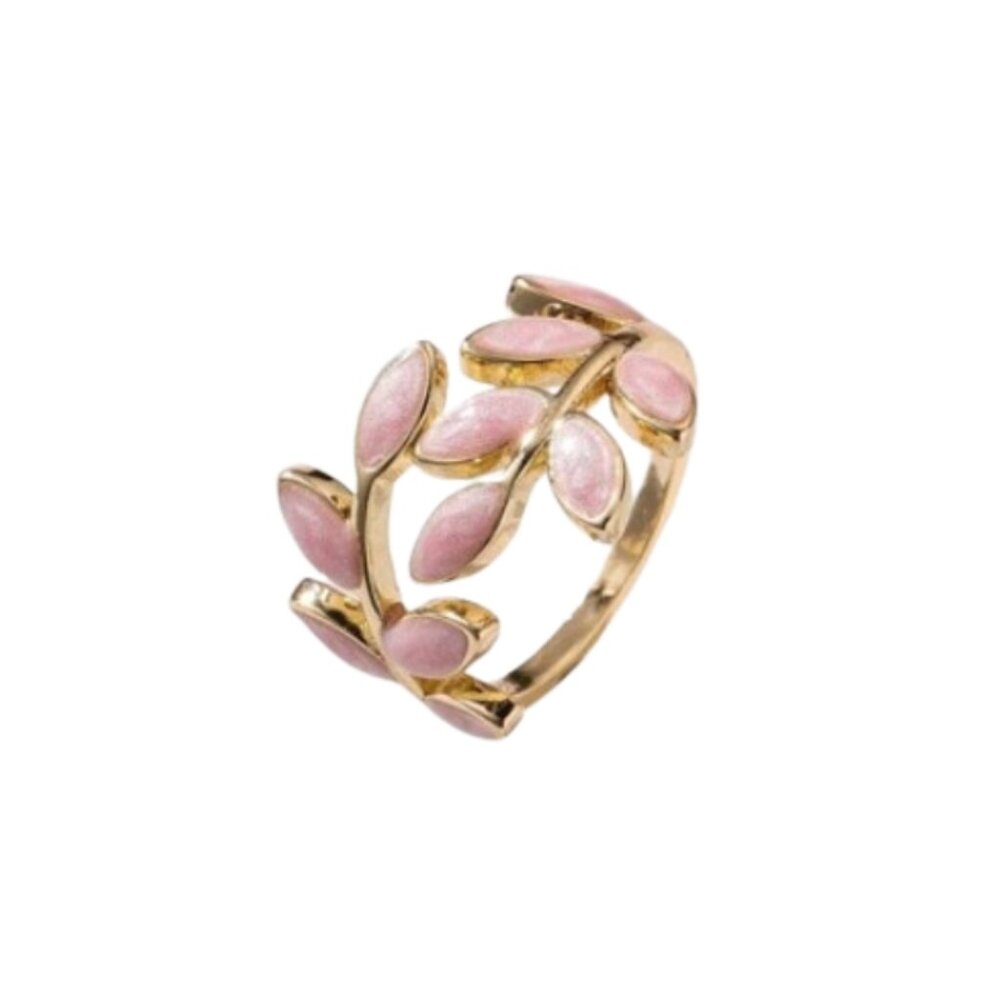 Leafy Serenity Cuff Ring Pink